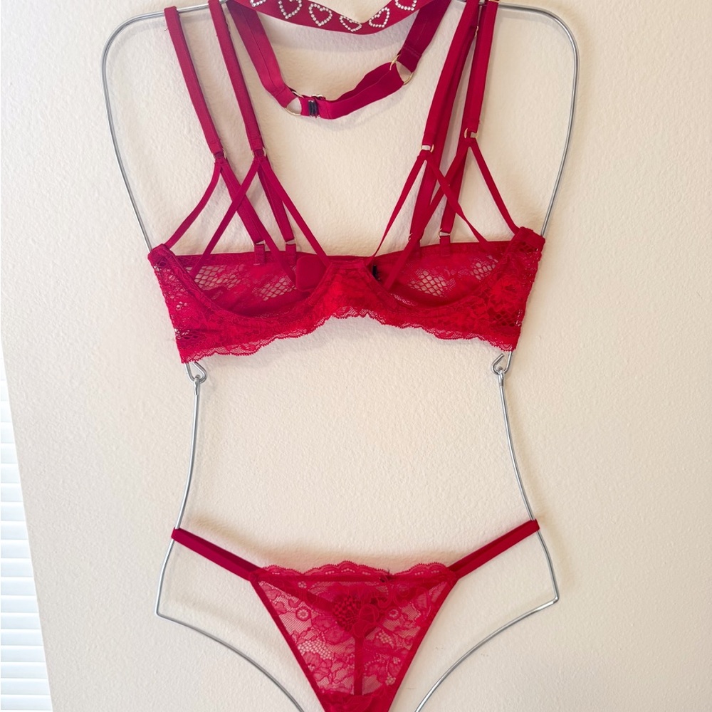 Victoria’s Secret Red Lace Lingerie Set